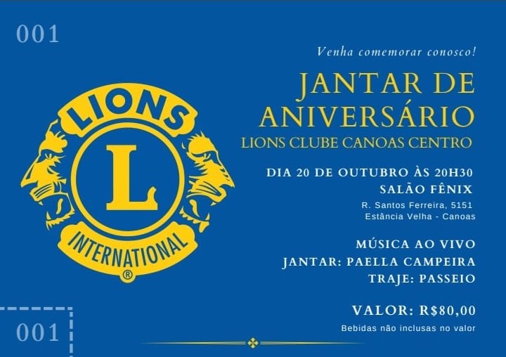 Lions Clube Canoas Centro completa 62 anos de aniversário