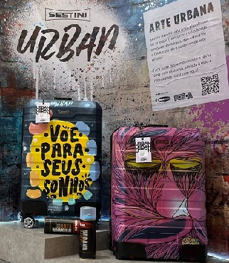 Arte em movimento: projeto da Sestini leva às lojas número limitado de malas exclusivas pintadas pelos artistas Karol Stefanini e Gatuno