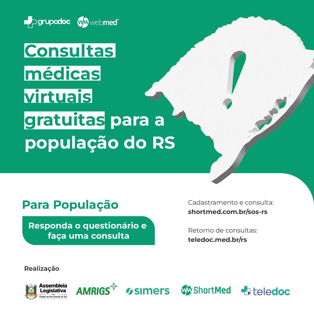 AMRIGS e SIMERS se unem a TeleDOC e ShortMed para atendimentos médicos virtuais gratuitos
